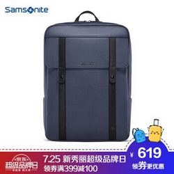 新秀丽双肩包Samsonite商务电脑包14英寸轻便时尚男背包商务休闲电脑包TQ5*61001海军蓝