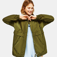 Bershka 巴适卡 01209633505 女士印字风衣外套