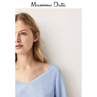 Massimo Dutti 05123521400 女士蕾丝镶饰方格纹罩衫 42 