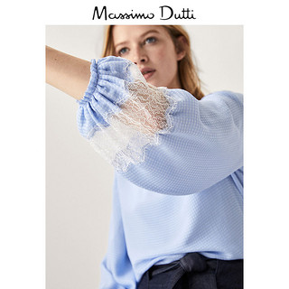 Massimo Dutti 05123521400 女士蕾丝镶饰方格纹罩衫 34