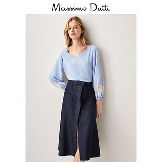 Massimo Dutti 05123521400 女士蕾丝镶饰方格纹罩衫 34