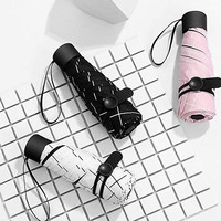 米良品 五折黑胶晴雨伞 格子款