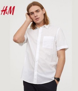  H＆M HM0501620-1 男士纯棉修身短袖衬衫