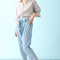 Honeys CZ-632-62-8483 女士露肩格纹衬衫