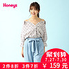 Honeys  CZ-632-62-8483 女士露肩格纹衬衫 白格纹 M