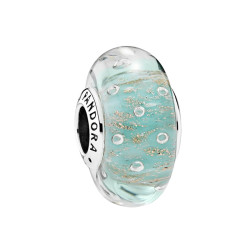 PANDORA 潘多拉 791669 薄荷绿金沙气泡琉璃925银串珠
