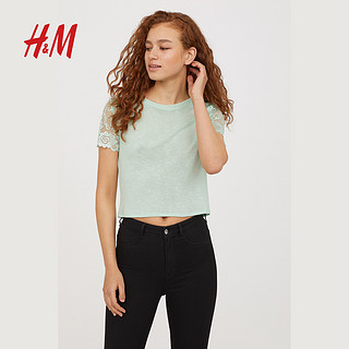 H&M DIVIDED 0632665 女士蕾丝短袖T恤 L