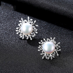 AITEKA 爱缇卡 925银大10mm珍珠高圆高光高品质的赫本优雅珍珠耳钉