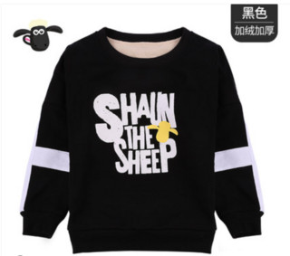  Shaun the Sheep 小羊肖恩 儿童春秋卡通卫衣 2W173110黑色加绒 130cm