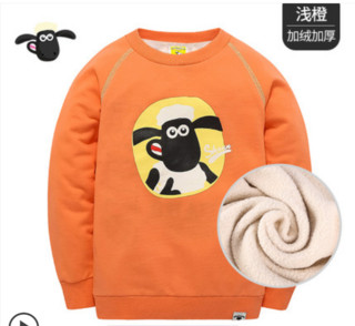 Shaun the Sheep 小羊肖恩 儿童春秋卡通卫衣 浅橙加绒 160cm