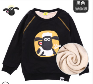  Shaun the Sheep 小羊肖恩 儿童春秋卡通卫衣 2W173303黑色加绒 160cm