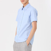 無印良品 無印良品 MUJI M8SC721 男士棉水洗平纹短袖衬衫