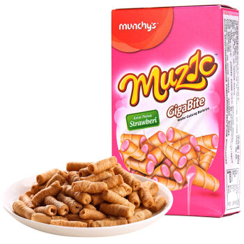 munchys马奇新新夹心巧心卷饼干草莓味80g21件