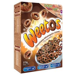 英国原装进口 维多麦(Weetabix)维多滋巧克力味脆麦圈 全谷物儿童营养早餐麦片圈 375g *5件