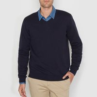 La Redoute Collections 100%纯棉男士V领针织衫 海蓝色 3XL码