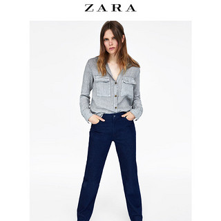 ZARA 08566063802 女士口袋饰亚麻衬衫