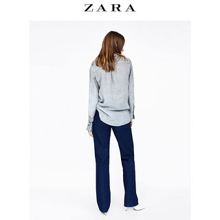 ZARA 08566063802 女士口袋饰亚麻衬衫