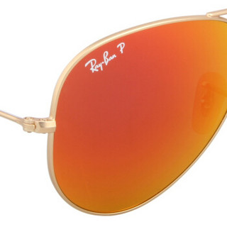 Ray·Ban 雷朋 飞行员系列男女款偏光太阳镜 RB3025 112/4D 金色镜框橘色镜片 58mm