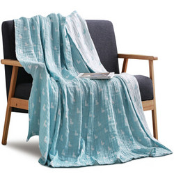 SANLI 三利 纯棉AB版符号纱布毛巾被 40s精梳纱 150×200cm 浅蓝