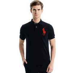 Polo By Ralph Lauren 男士短袖T恤夏季 Polo衫纯棉 大马标多色 休闲运动上衣 宝石红色 S