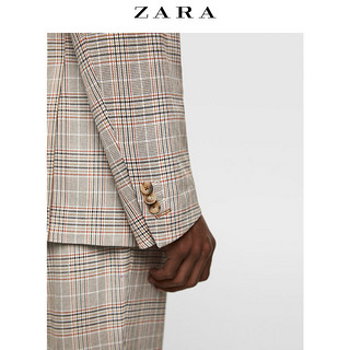 ZARA 05418310707男士格纹双排扣西装外套