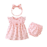 罗町 连衣裙 无袖 草莓 (粉色、0-5岁)