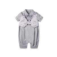 Augelute 男童复古马甲假两件连体衣