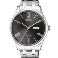 CITIZEN 西铁城 机械腕表系列 NH8360-80J 男士机械手表 41mm 黑盘 银色不锈钢表带 圆形