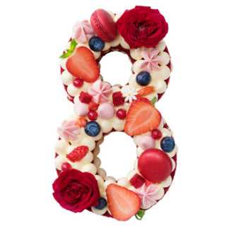 cake 诺心 lecake 数字蛋糕 数字8 慕斯草莓蛋糕情侣纪念马卡龙生日