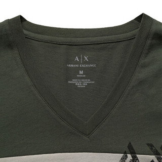 Armani Exchange 00003128497 男士T恤 (绿色/米色、S)