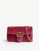 GUCCI 古驰 GG Marmont heart 天鹅绒单肩链条包
