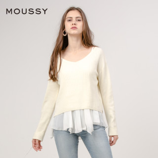 Moussy 摩西010asm70 1270女上装 Moussy 010asm70 1270 女士两件套针织衫白色 报价价格评测怎么样 什么值得买