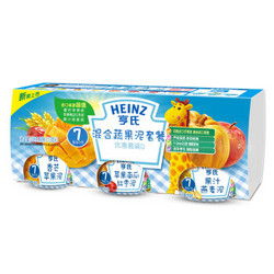 Heinz 亨氏 (Heinz) 婴幼儿辅食 宝宝零食  蔬果泥 婴儿水果泥混合套餐D113g*3瓶(7-36个月适用)