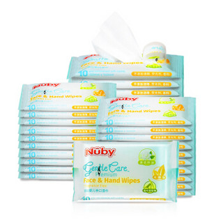 努比（Nuby）湿巾 婴儿湿巾 湿纸巾 棉柔 婴儿手口湿巾 10片×40包 美国品牌 *4件