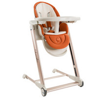 Babyruler 可折叠可调档带餐盘有安全带餐椅 橙黄色