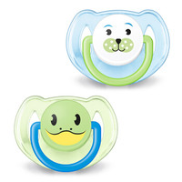 飞利浦新安怡 安抚奶嘴 奶嘴 新生儿 硅胶 6-18个月对装 男宝 SCF182/14