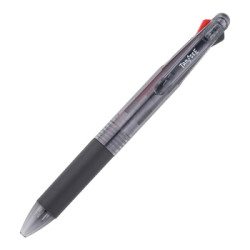 TANOSEE 16-8305-220 按动多色圆珠笔 三色红黑蓝0.7mm(赠替芯1支)棕色杆1支 *17件