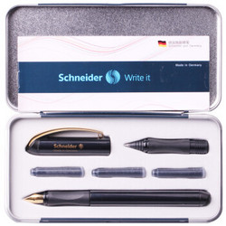 施耐德（Schneider）钢笔德国进口签字笔宝珠笔双笔头套装一笔两用商务礼盒装金色年华黑色 *3件