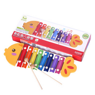 木玩世家 儿童木质彩虹鱼八音手敲琴玩具