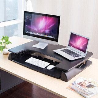 Brateck站立办公升降台式电脑桌 台式笔记本办公桌 可移动折叠式工作台书桌 笔记本显示器支架 DWS04-01黑色