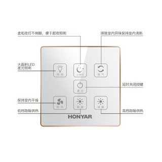 鸿雁（HONYAR）FZHZ26-D18Z 风暖浴霸双电机液晶显示适用集成吊顶触控面板 PTC风暖+换气+吹风+LED照明四合一