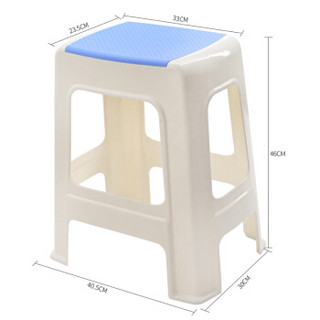 好尔（Hore)餐桌凳 家用高凳子 加厚防滑塑料凳子加大号蓝色1个装