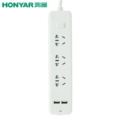 HONYAR 鸿雁 插排 3位+2usb+1.8米