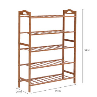 美达斯 楠竹实木鞋架 家用简易鞋架多层五层 原木色13732 69x26x88cm