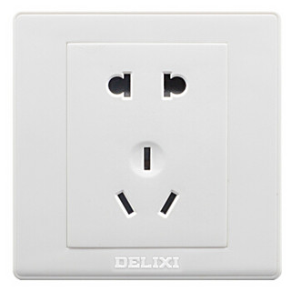 德力西（DELIXI）开关插座面板 10A五孔电源墙壁插座 雅白系列