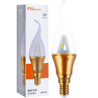 佛山照明（FSL）LED蜡尾尖泡水晶灯泡E14小螺口暖白光2700K 3W拉尾泡炫金