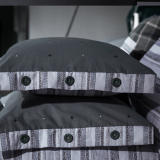 浪莎家纺 纯棉四件套全棉床上用品床单被套高纱支床品套件 星语（灰）1.5-1.8米床/被罩200*230cm