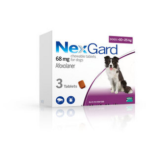 NexGard 尼可信 FRONTLINE 福来恩 超可信10-25kg犬L号 法国进口整盒3片装