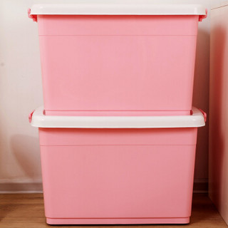 百草园 塑料收纳箱 130L 2个装 粉色