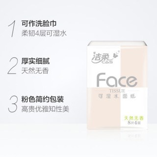 C&S 洁柔 手帕纸 粉Face4层8片12包*5条纸巾，共60包